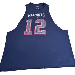 Vintage New England Patriots Tom‎ Brady 12 Muscle Tank Top Navy 2XL NFL Apparel